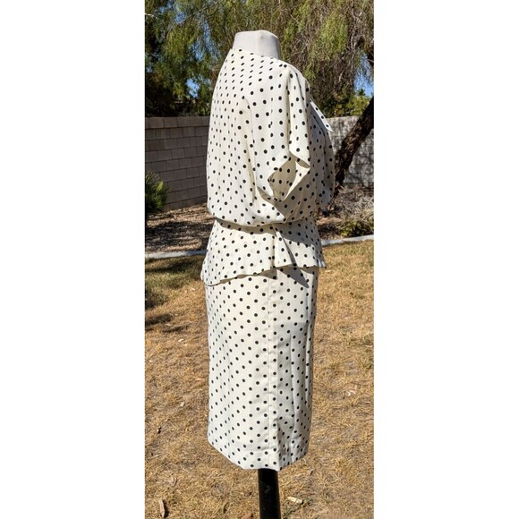 1980's Vintage Original Fashion Sz 7 Retro Polka Dot 2-Pc Blouse & Skirt Set GUC - Picture 2 of 8
